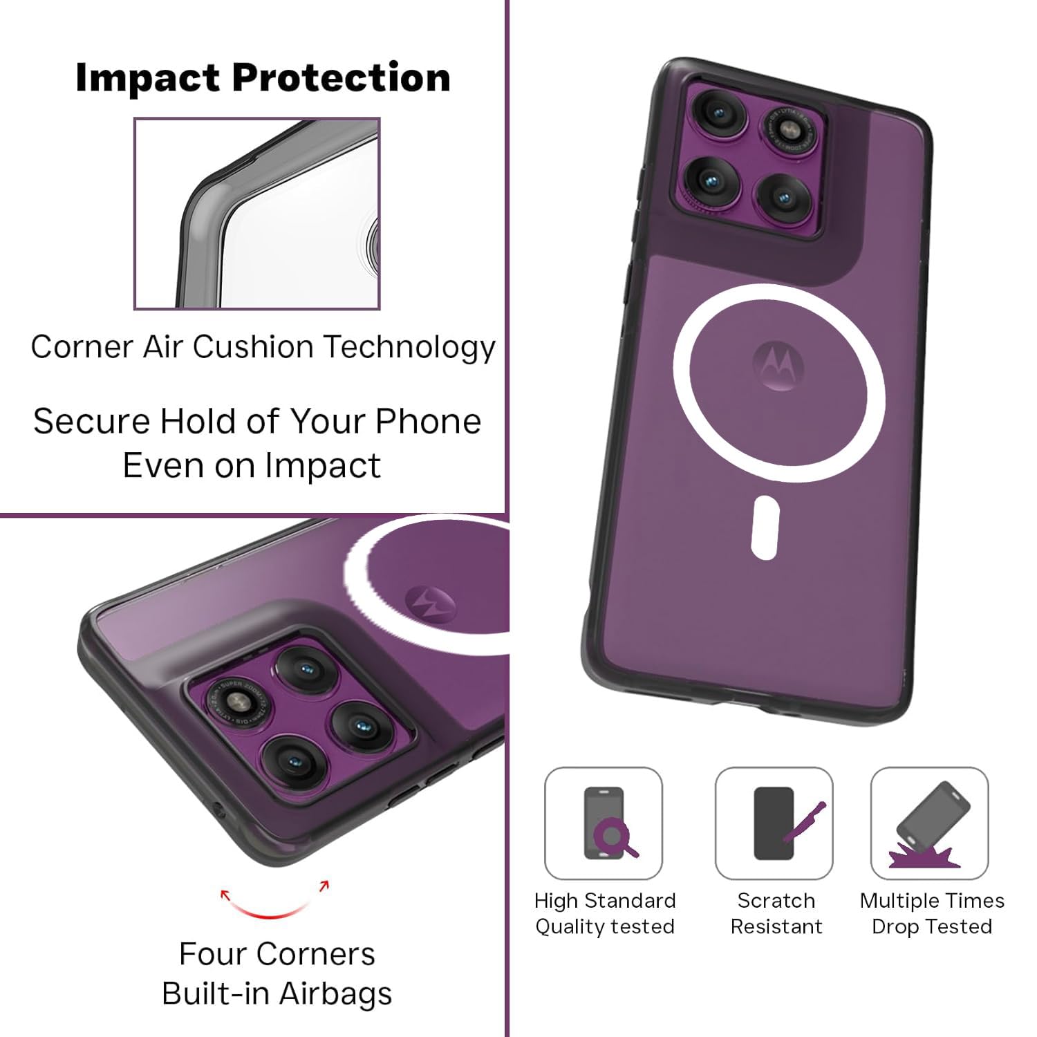 Motorola Edge 60 Pro 5G Back Cover Case | Clear Hybrid - Clear Magnetic