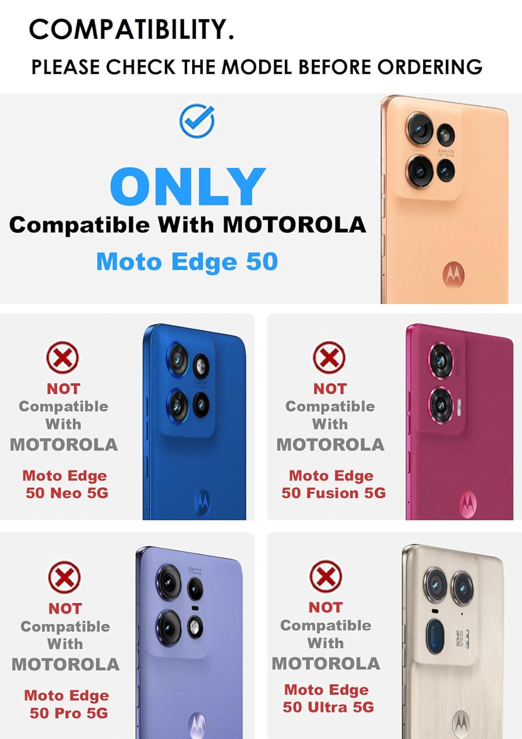 Motorola Edge 50 Back Cover Case | Sleek Hybrid - Matte Black Magnetic