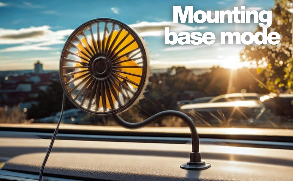 USB Car Cooling Fan | 3-Speed 360 Degree Adjustable Fan (Dashboard & Headrest)