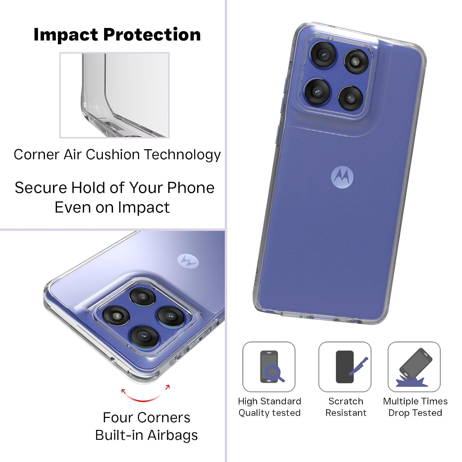Motorola Edge 60 Stylus Back Cover Case | Clear hybrid - Clear