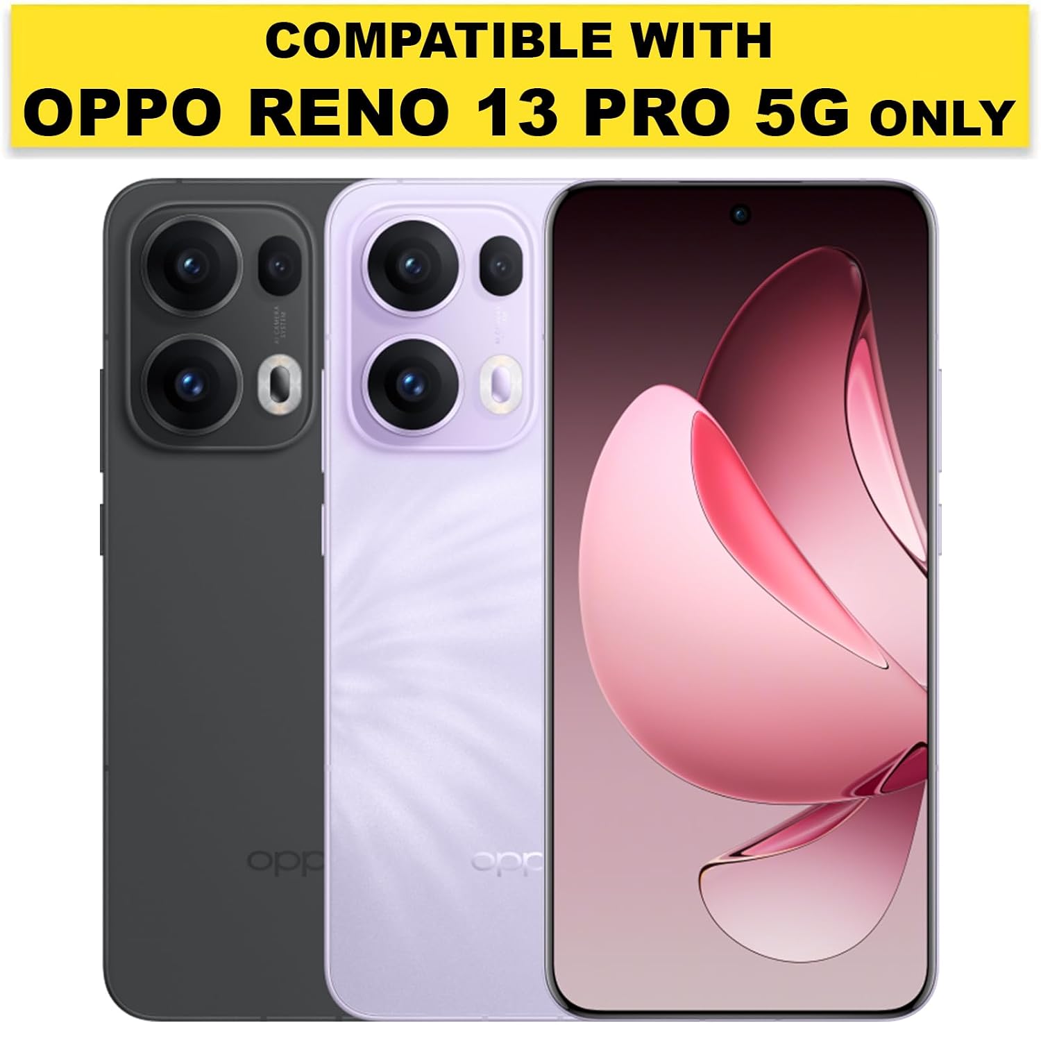 Oppo Reno 13 Pro Back Cover Case | Sleek Hybrid - Clear Black