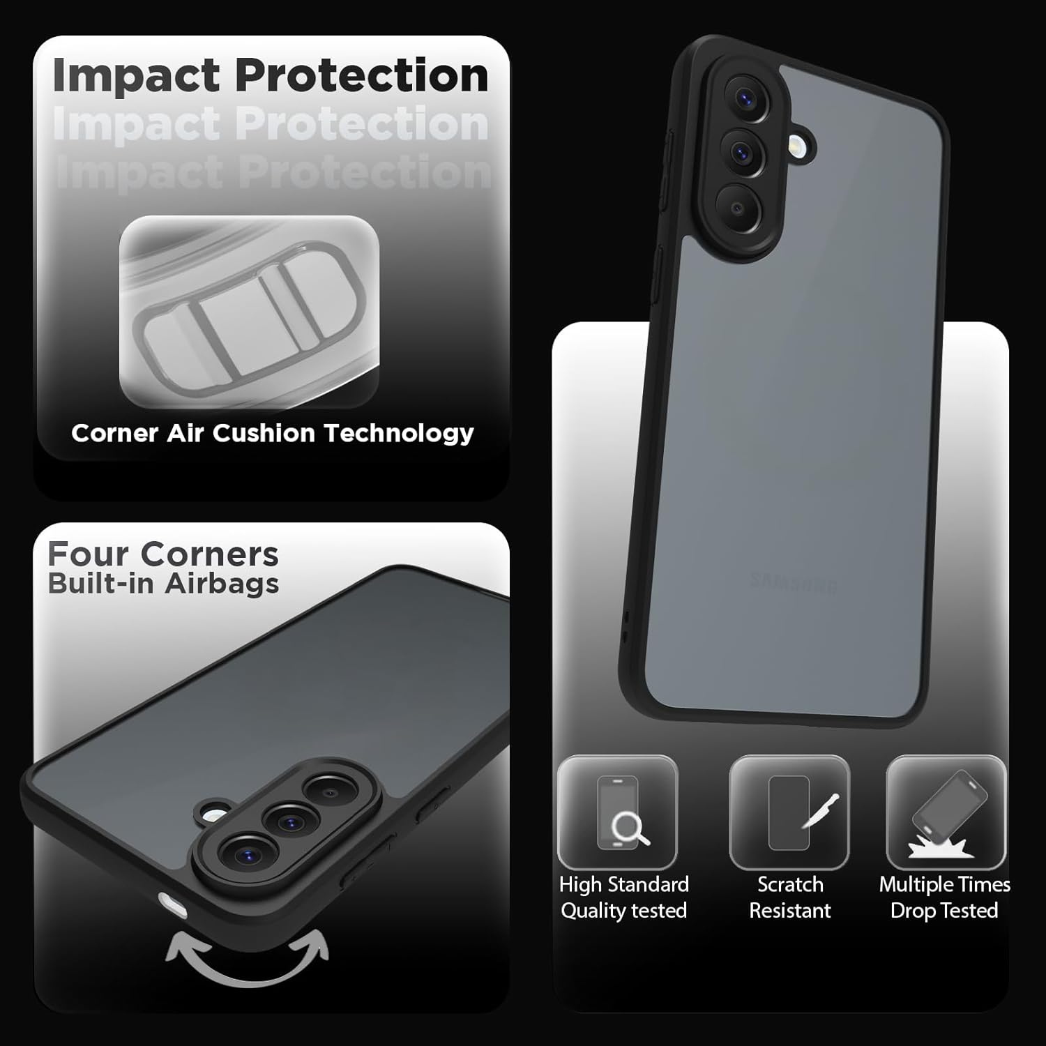 Samsung Galaxy A57 Back Cover Case | Sleek Hybrid - Matte Black