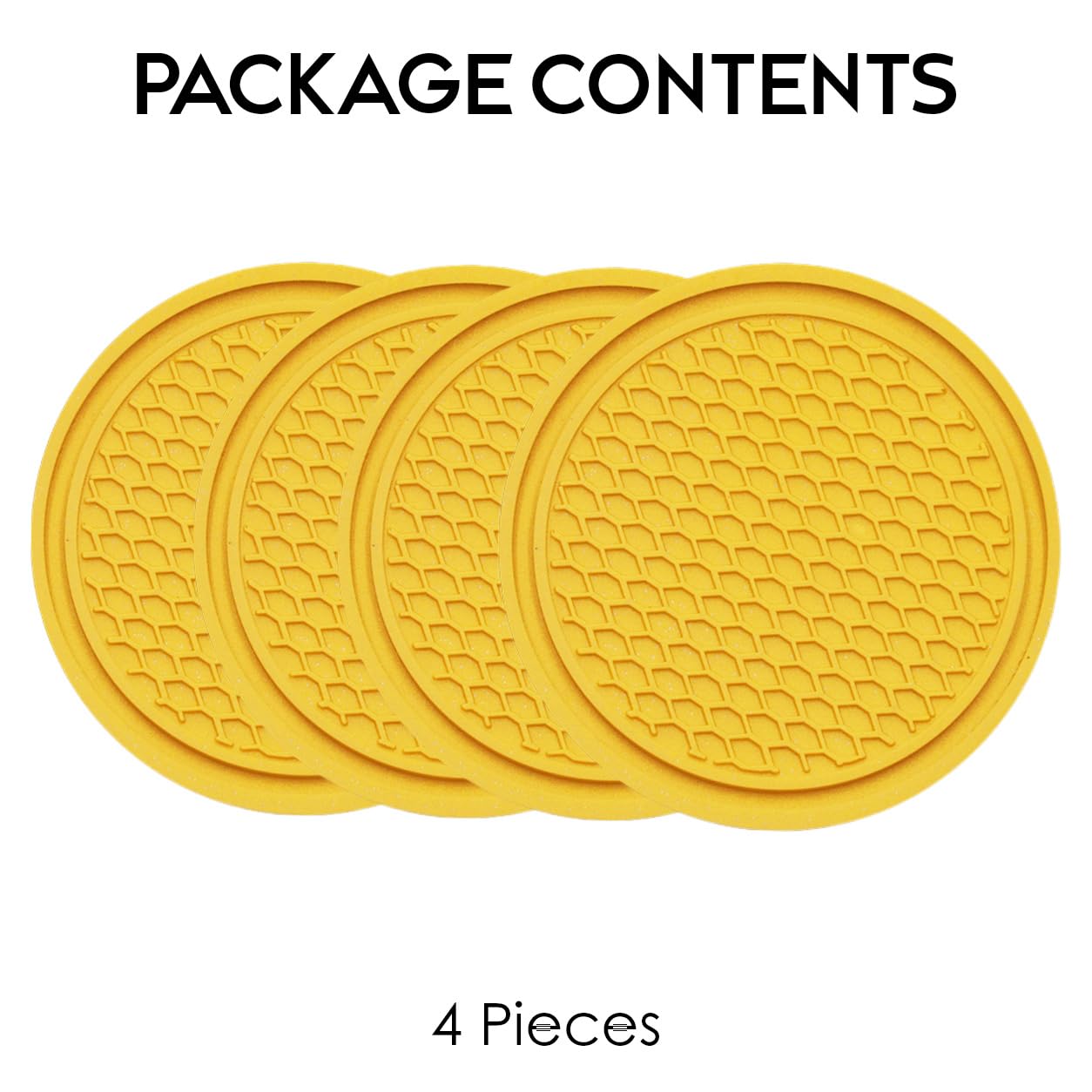 Universal Cup Holder Coasters | Anti-Slip Washable Car Cup Holder Inserts - Yellow