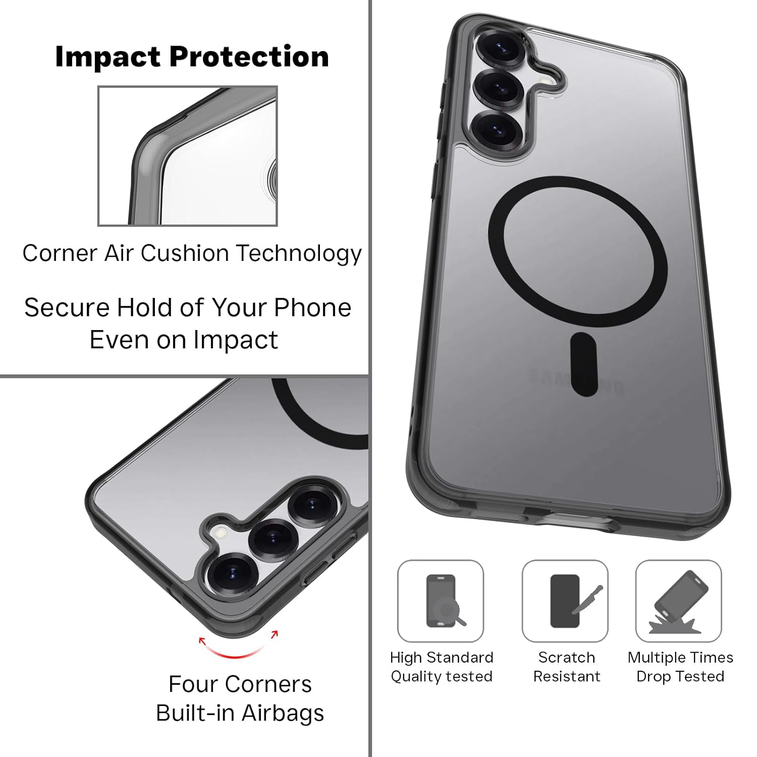 Samsung Galaxy S25 Back Cover Case | Clear Hybrid - Clear Smoke Magnetic