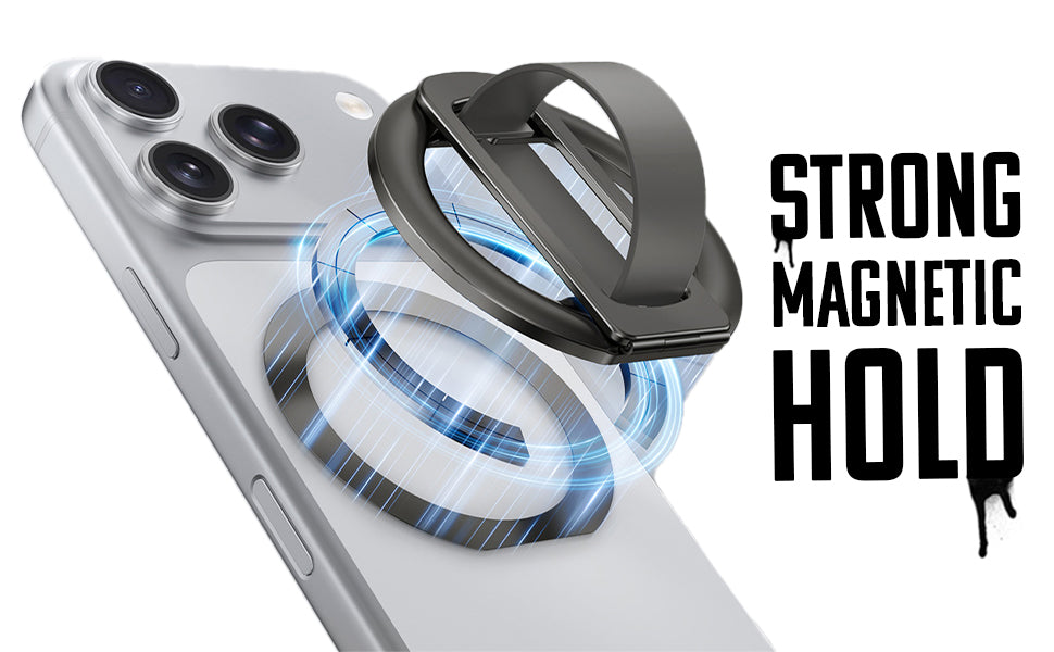 Magnetic Phone Grip & Stand | 2-in-1 Silicone Finger Loop - Grey