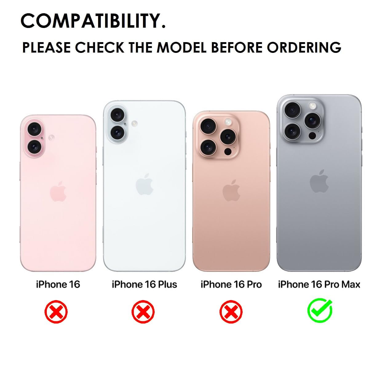 iPhone 16 Pro Max Back Cover Case | Sleek Hybrid - Matte Black