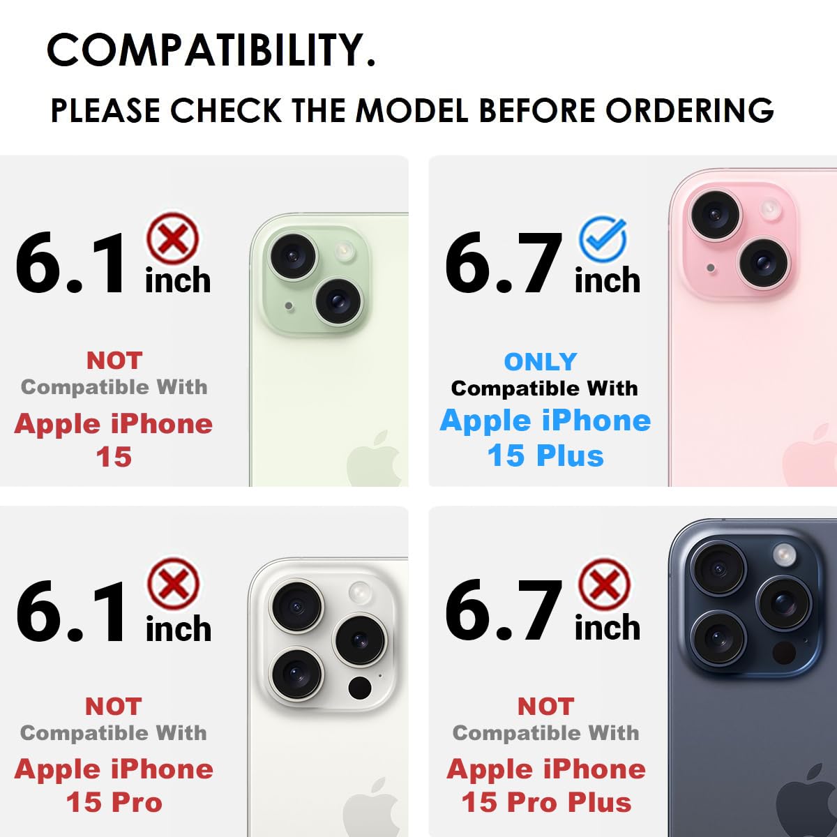 iPhone 15 Plus Back Cover Case | Sleek Hybrid - Clear Black