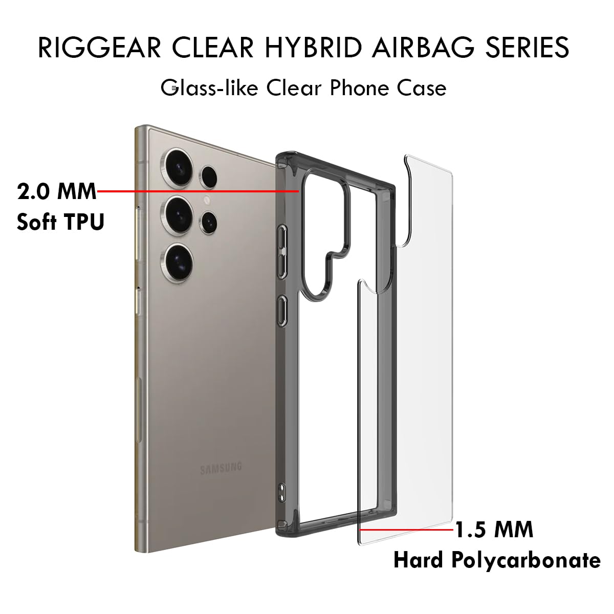 Samsung Galaxy S24 Ultra Back Cover Case | Clear Hybrid - Clear Smoke
