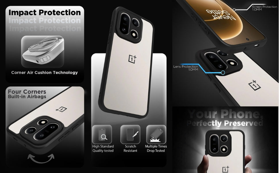 OnePlus 15 5G Back Cover Case | Sleek Hybrid - Clear Black