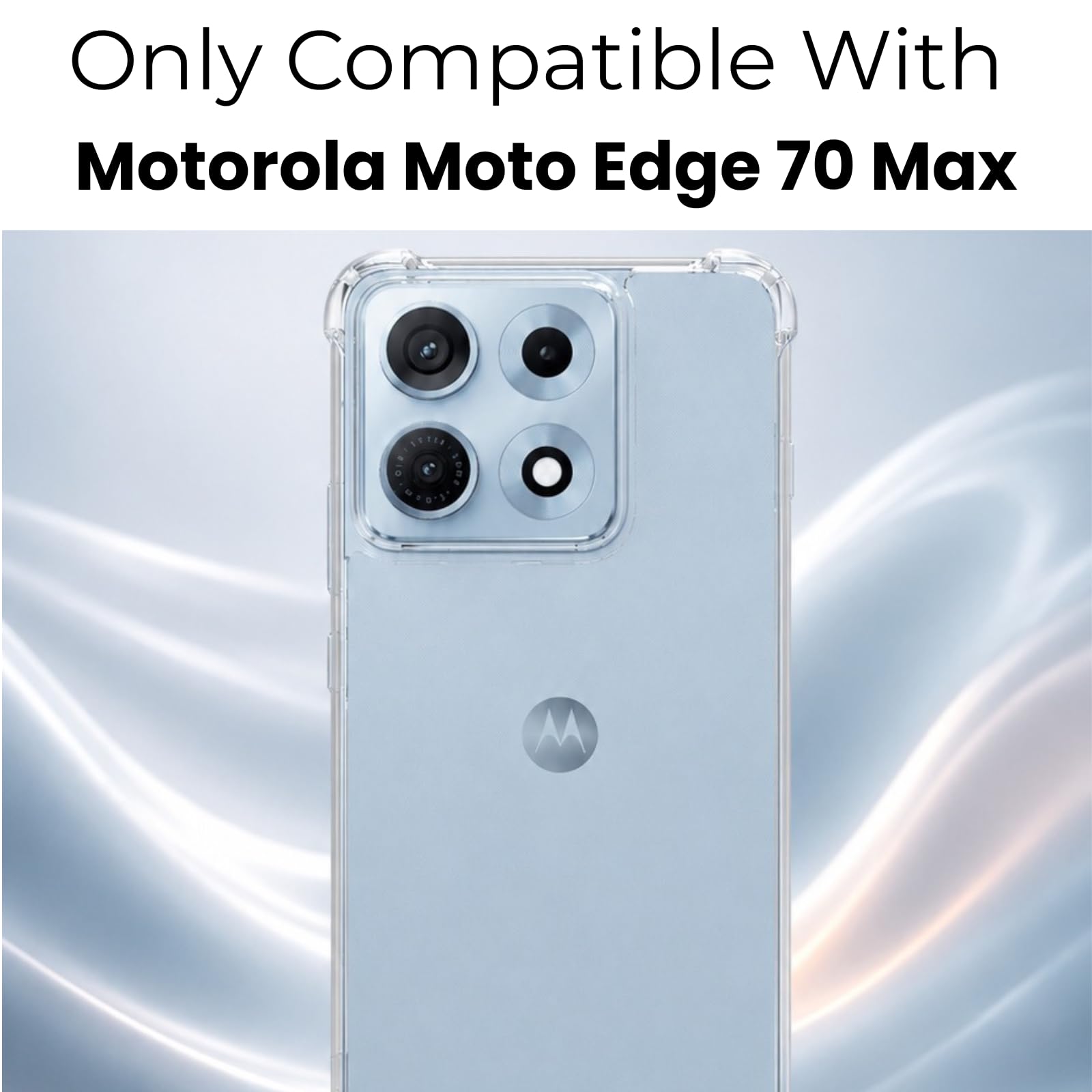 Motorola Edge 70 Max Ring Stand Back Cover Case| Sleek Hybrid - Clear Black Magnetic