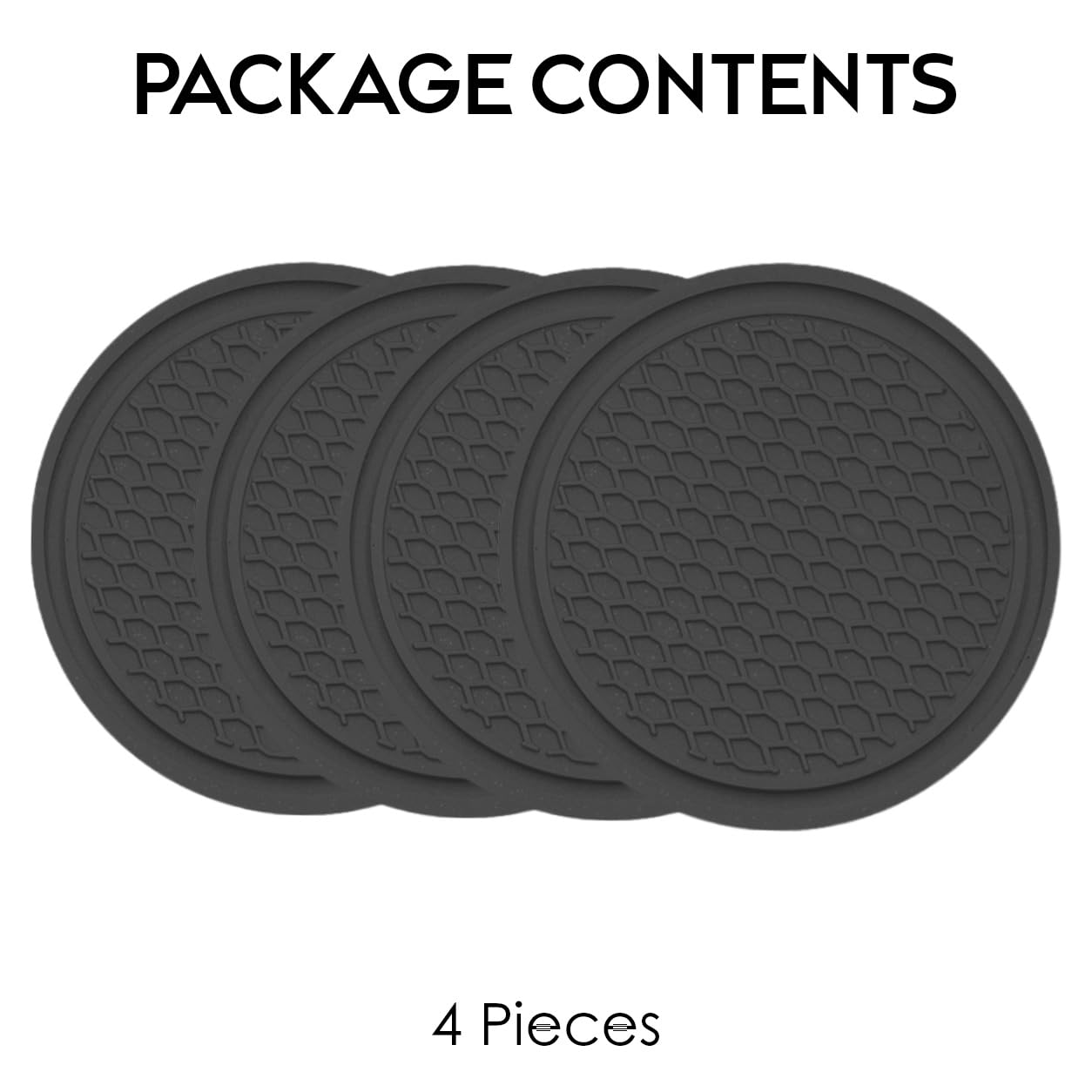 Universal Cup Holder Coasters | Anti-Slip Washable Car Cup Holder Inserts - Black