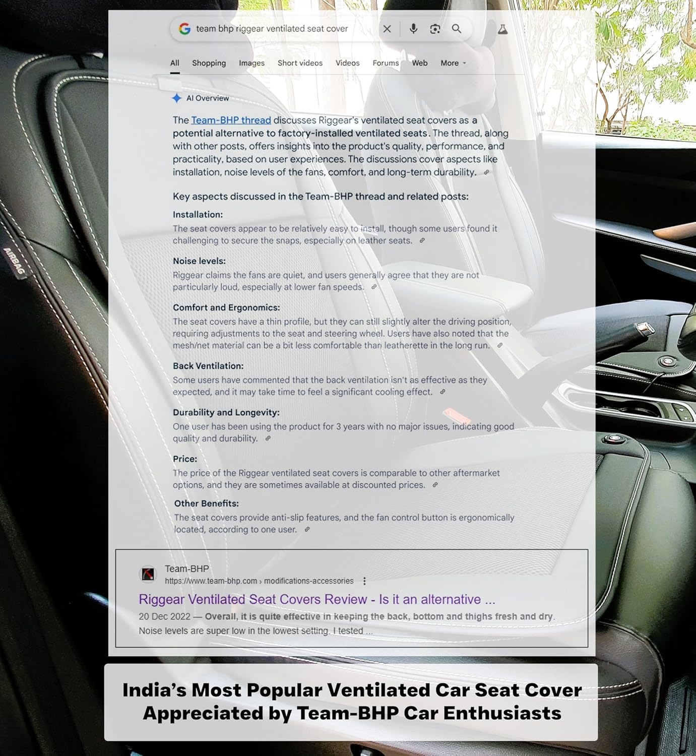 Ventilated Car Seat Cover | Black - Driver Side