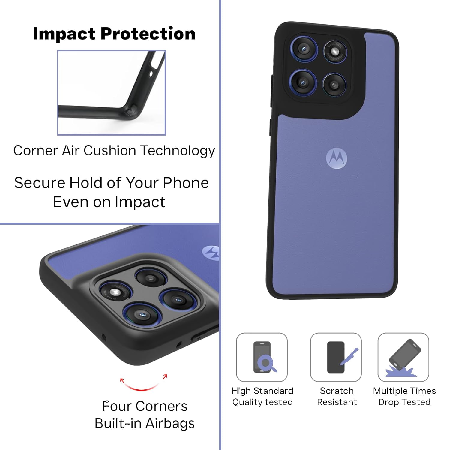 Motorola Edge 60 Stylus 5G Back Cover Case | Sleek Hybrid - Clear Black