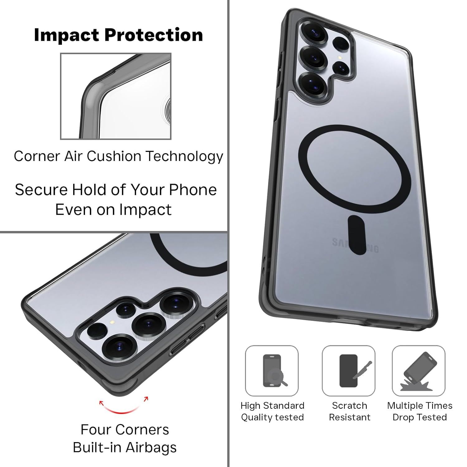 Samsung Galaxy S25 Ultra Back Cover Case | Clear Hybrid - Clear Smoke Magnetic