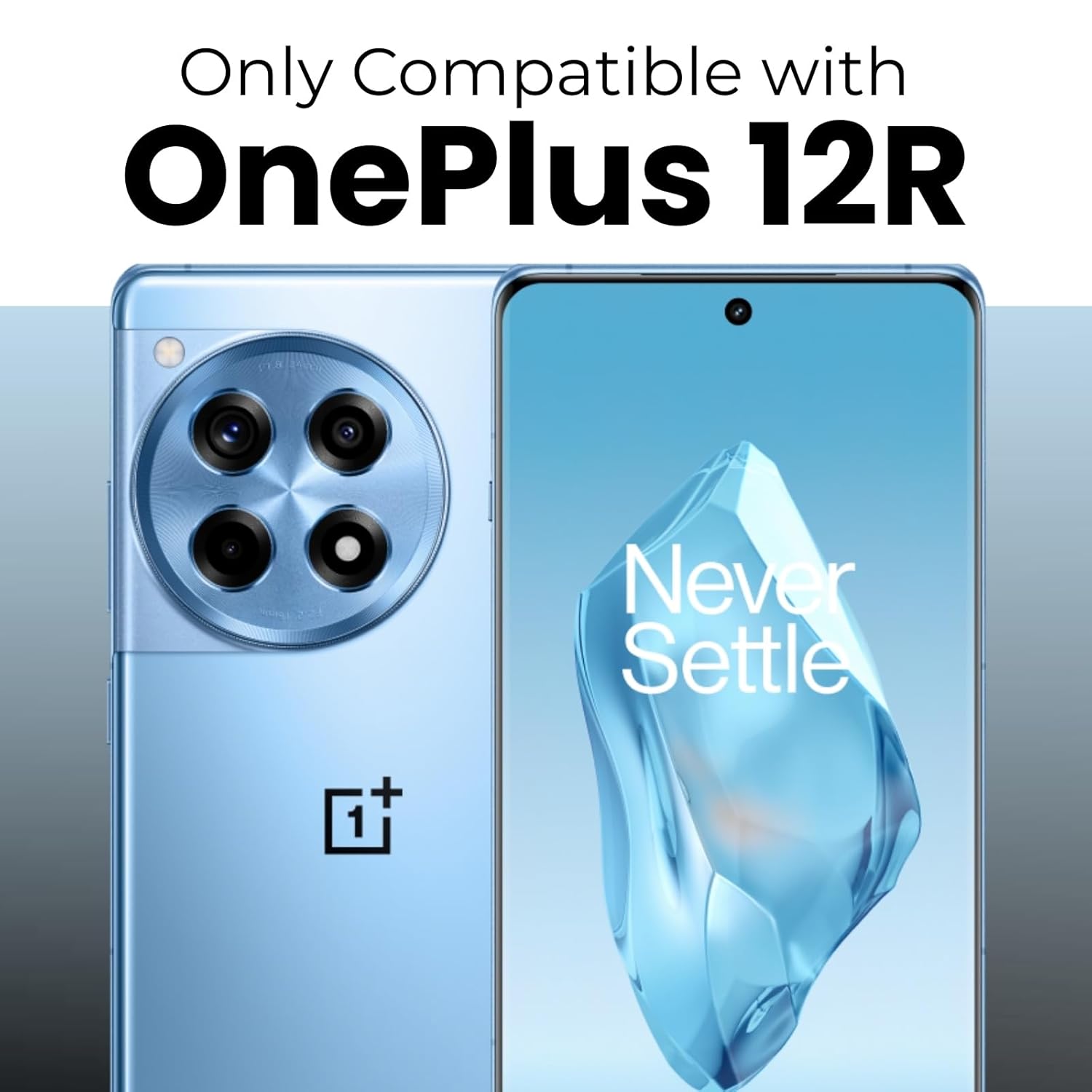 OnePlus 12R Ring Stand Back Cover Case | Clear Hybrid - Clear Black Magnetic