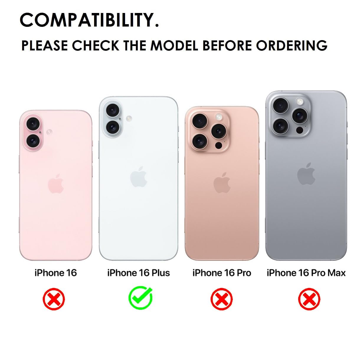 iPhone 16 Plus Back Cover Case | Tough Hybrid - Clear Black