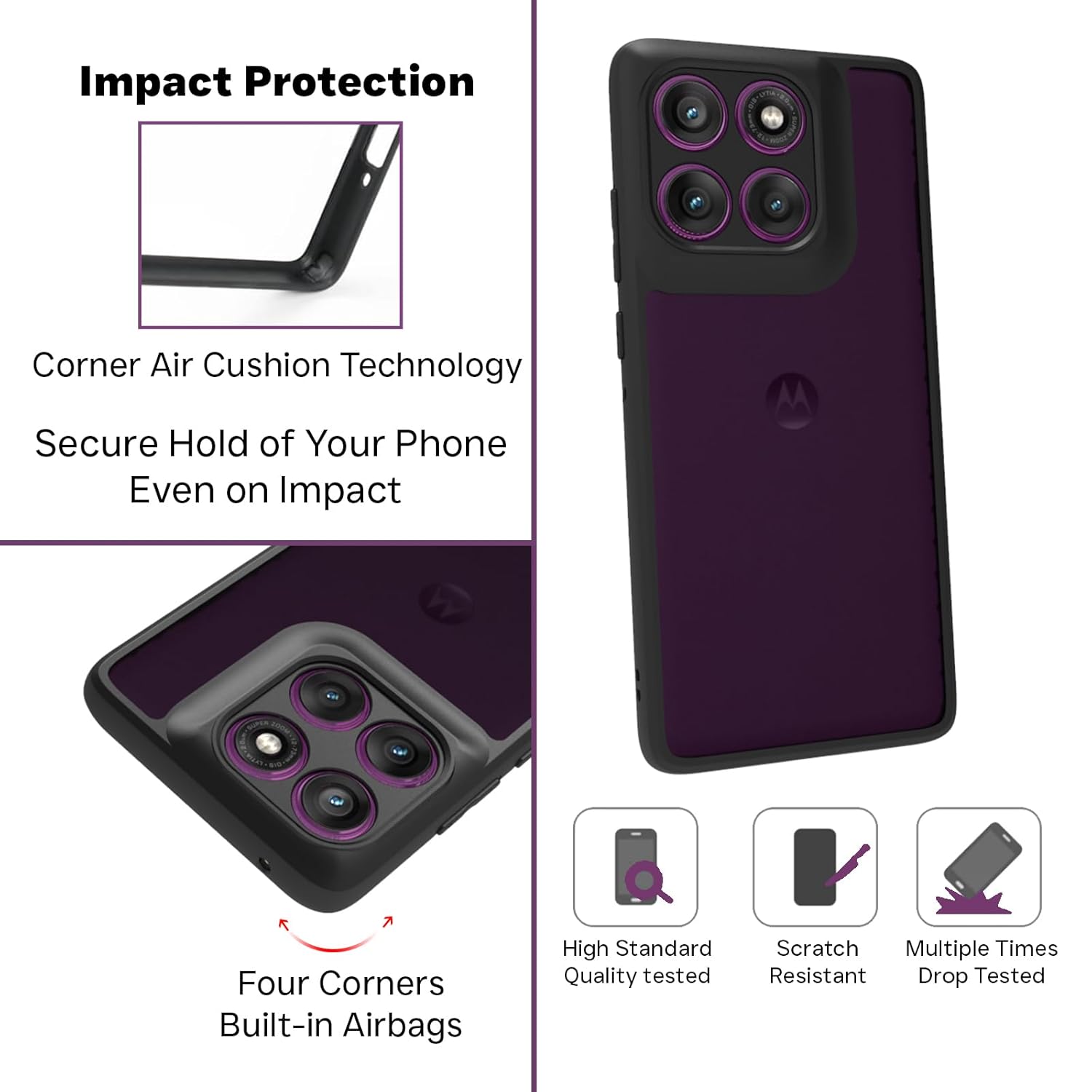 Moto Edge 60 Pro 5G Back Cover Case | Sleek Hybrid - Matte Black