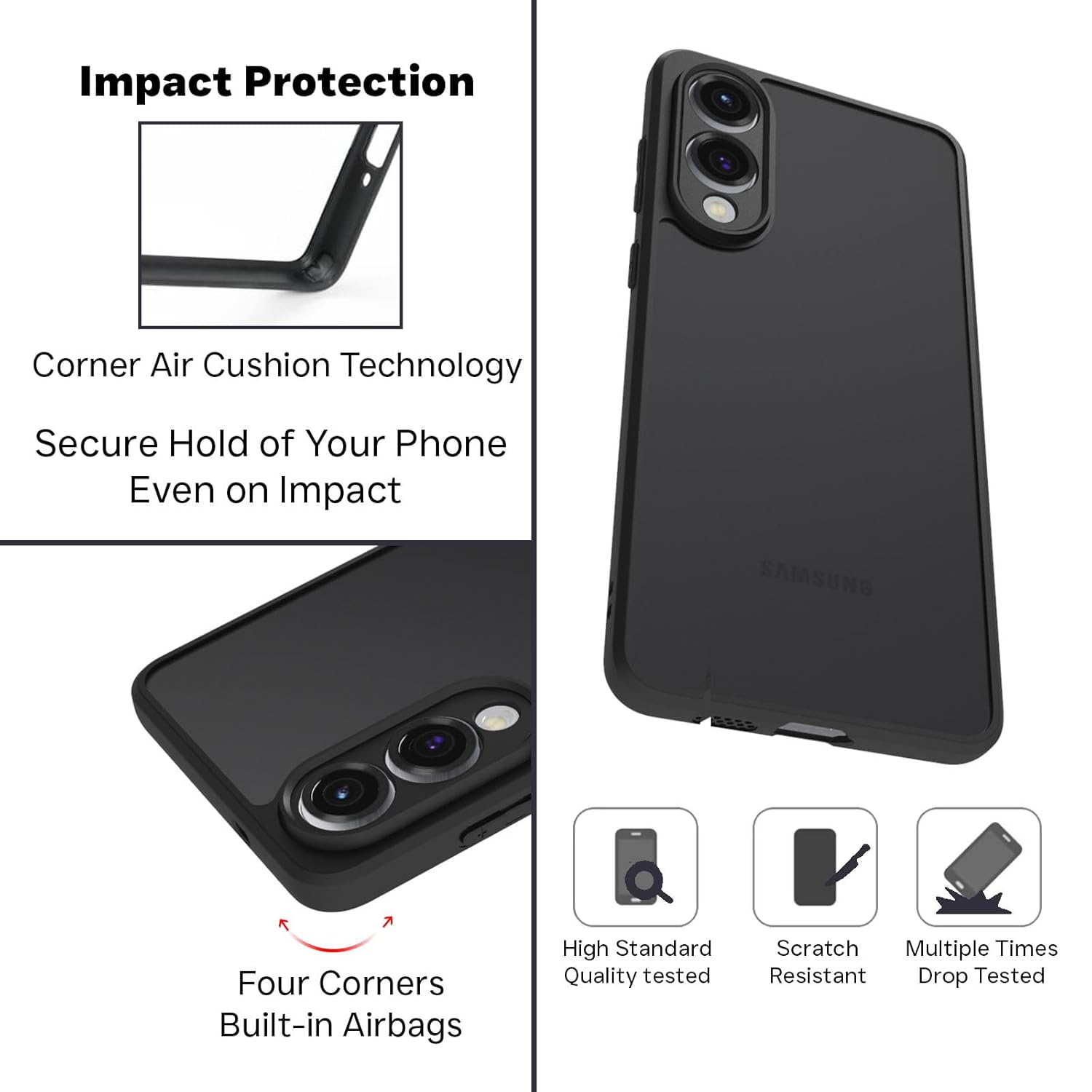Samsung Galaxy S25 Edge Back Cover Case | Sleek Hybrid - Matte Black