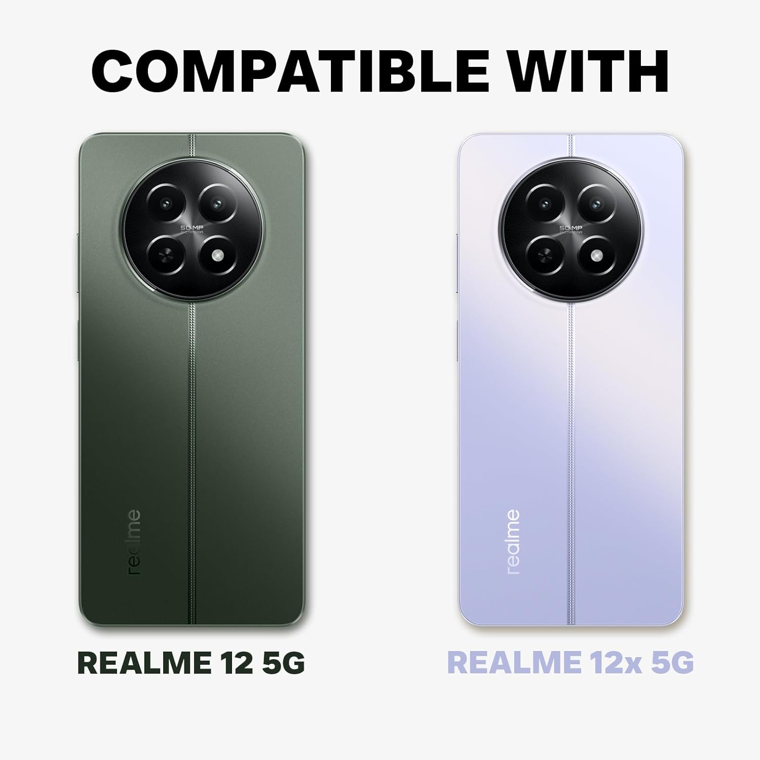 Realme 13 / 12X / 12 / Narzo 70X / Narzo N65 5G Back Cover Case | Clear Hybrid - Clear Black