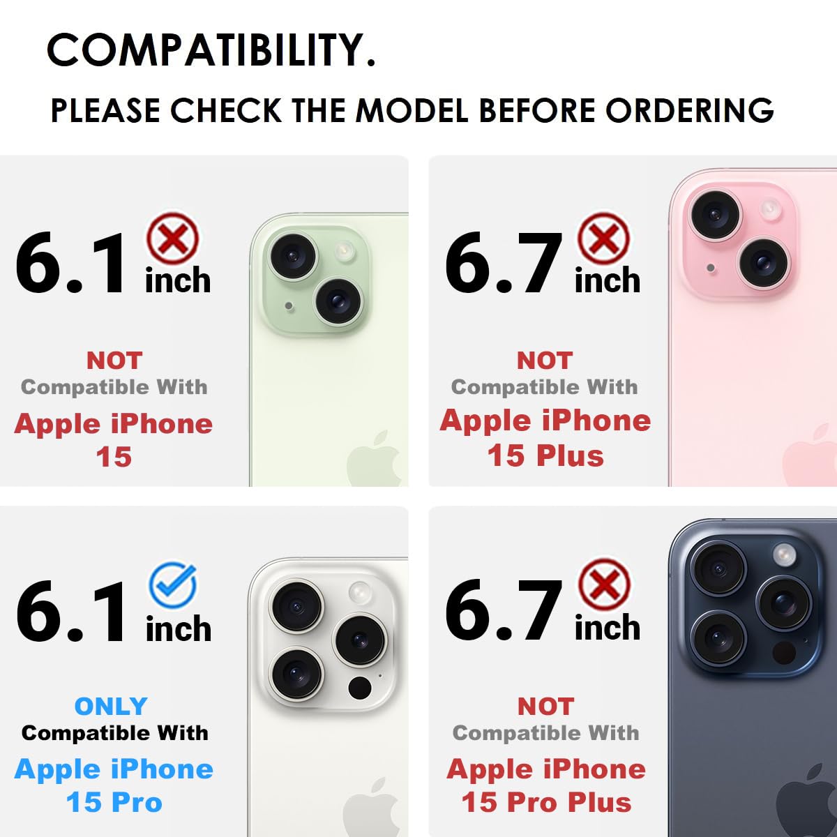 iPhone 15 Pro Back Cover Case | Sleek Hybrid - Clear Black