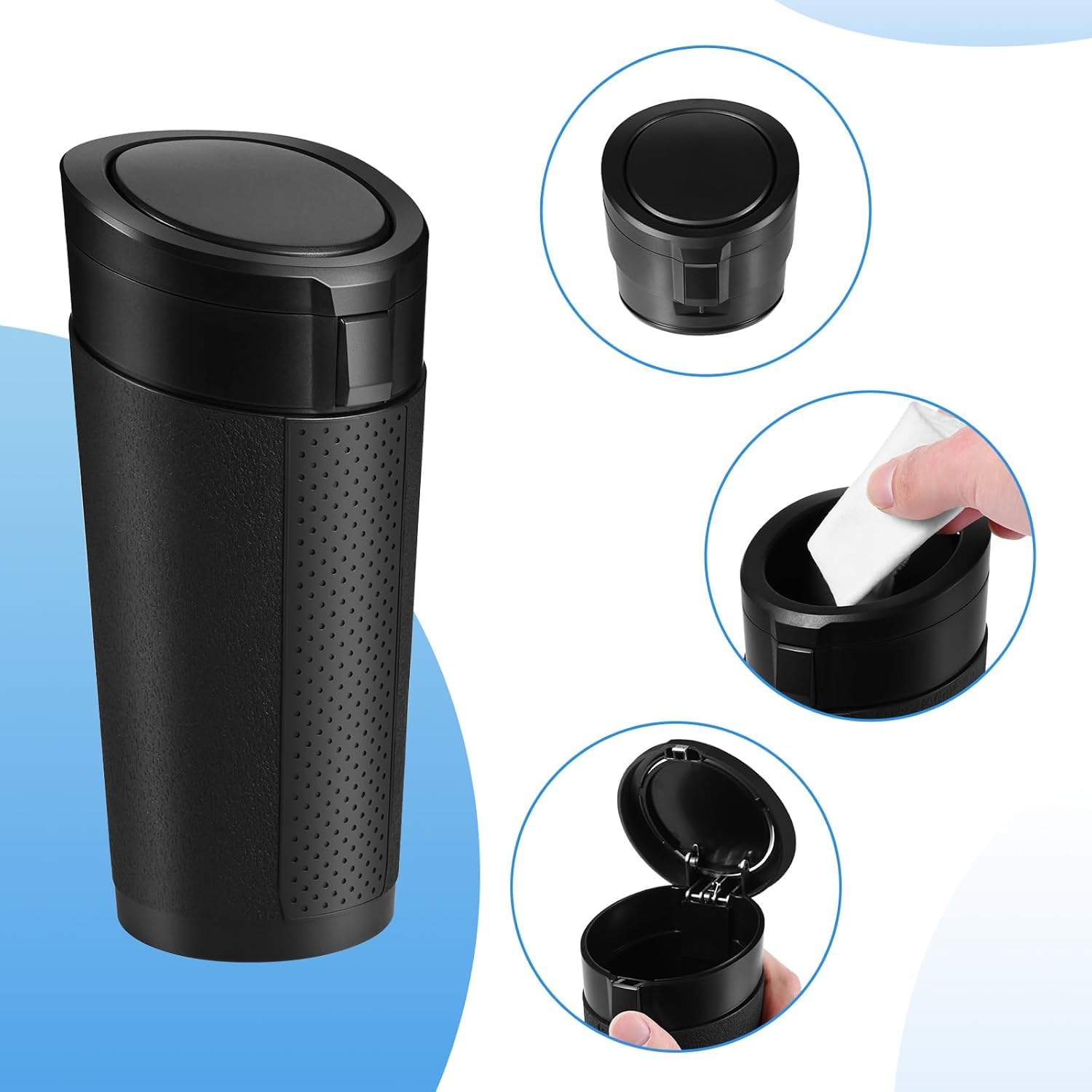 Car Trash Can | Mini Waterproof Cup Holder Dustbin - Black