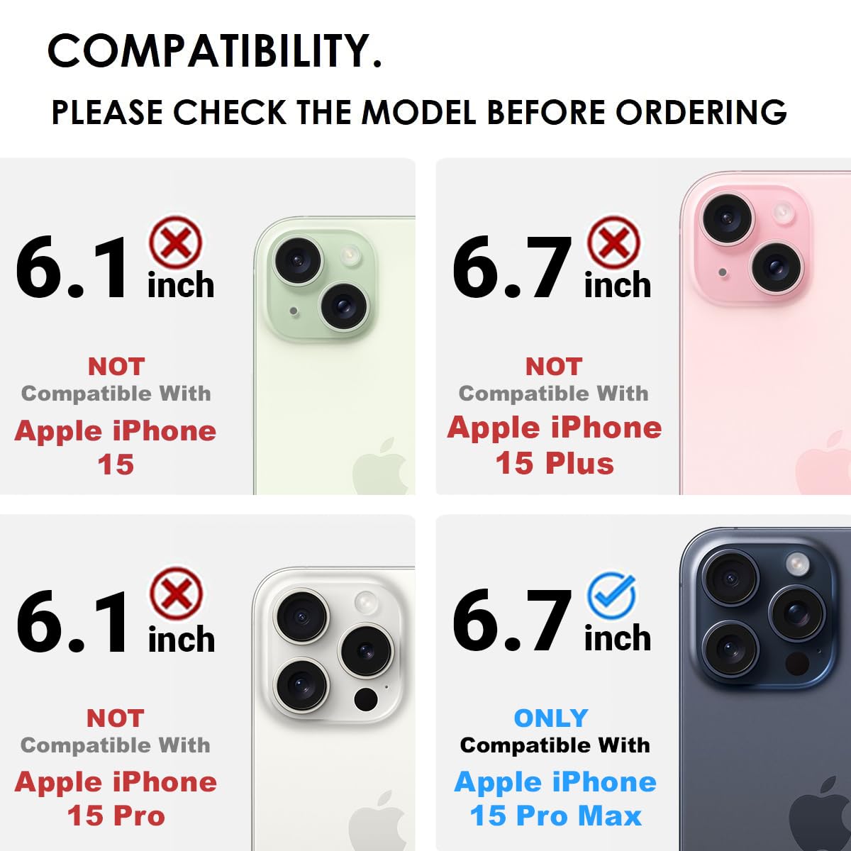 iPhone 15 Pro Max Back Cover Case | Sleek Hybrid - Clear Black