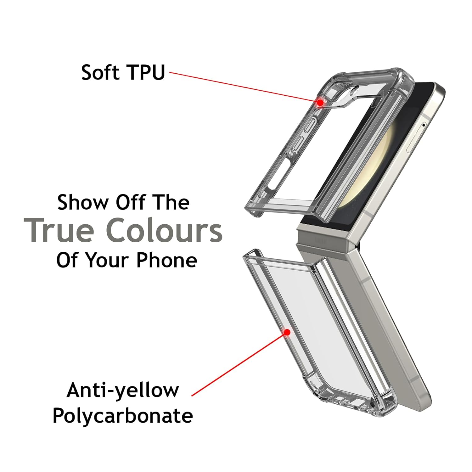 Samsung Galaxy Z Flip 5 Back Cover Case | Clear Hybrid - Clear Transparent