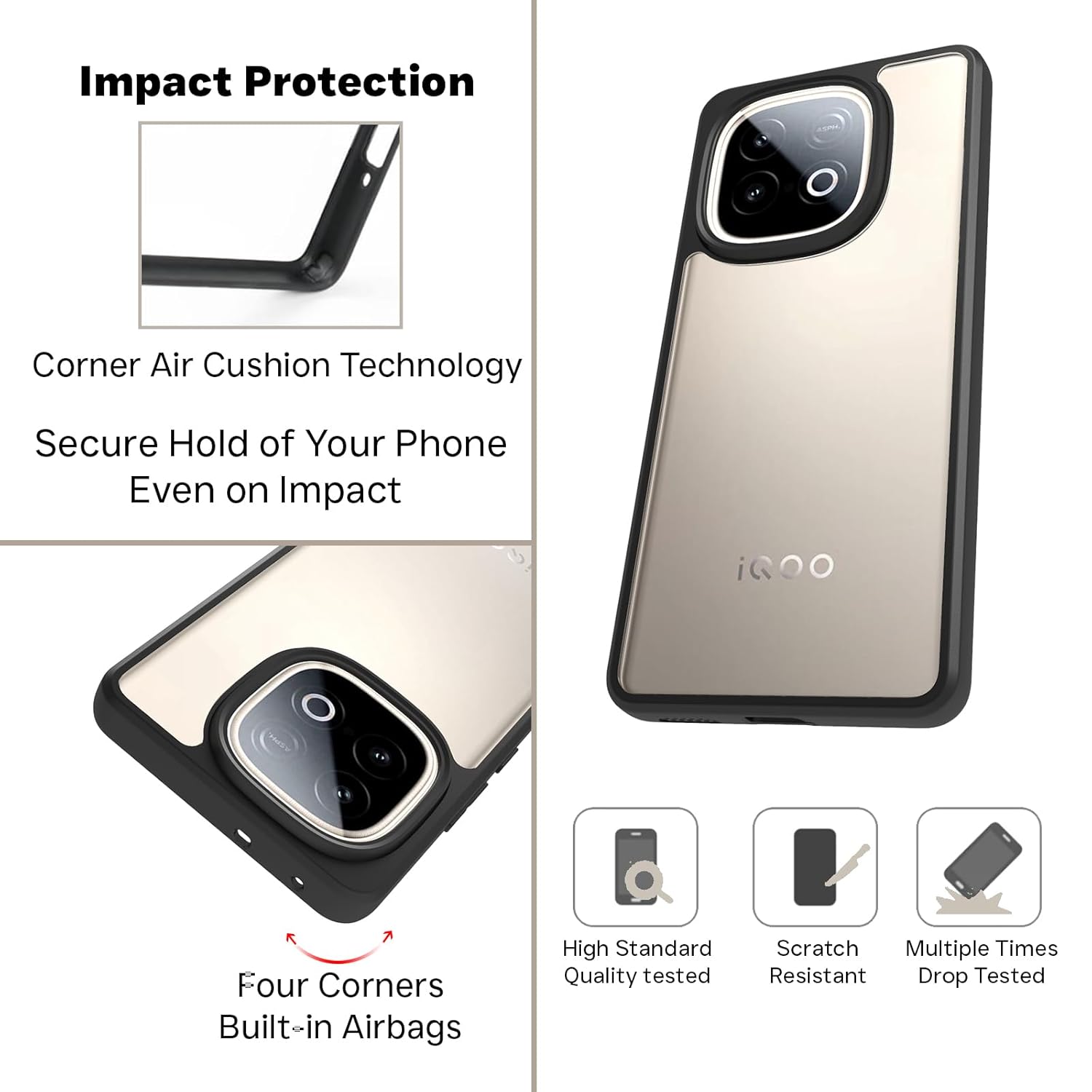 iQOO Neo 10 5G Back Cover Case | Sleek Hybrid - Clear Black