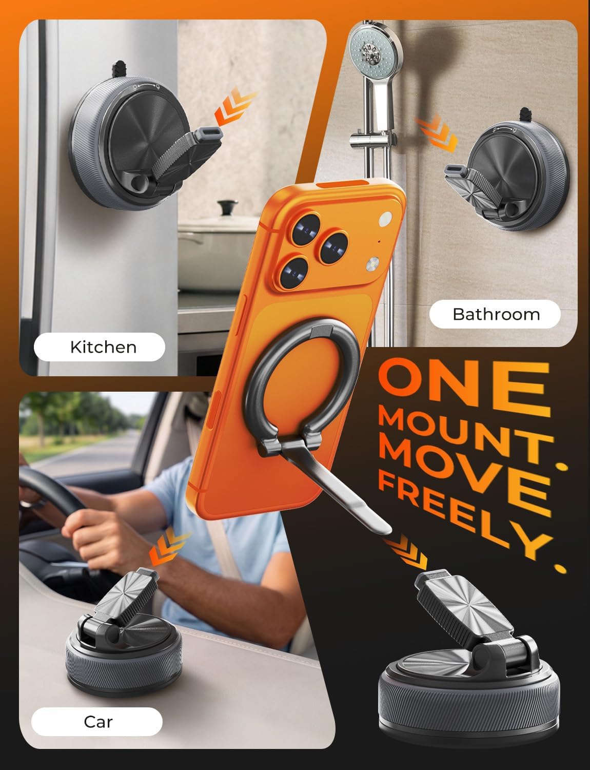 Magnetic Phone Mount Detachable | Black