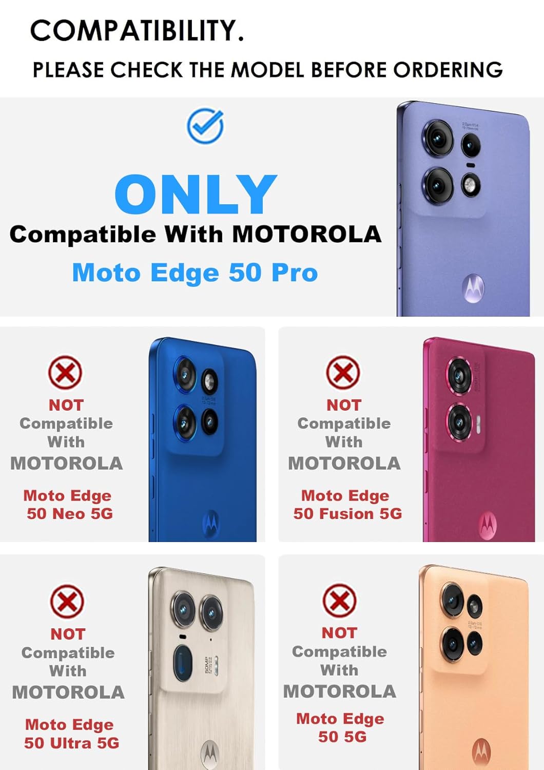 Motorola Moto Edge 50 Pro 5G Back Cover Case | Sleek Hybrid - Matte Black Magnetic