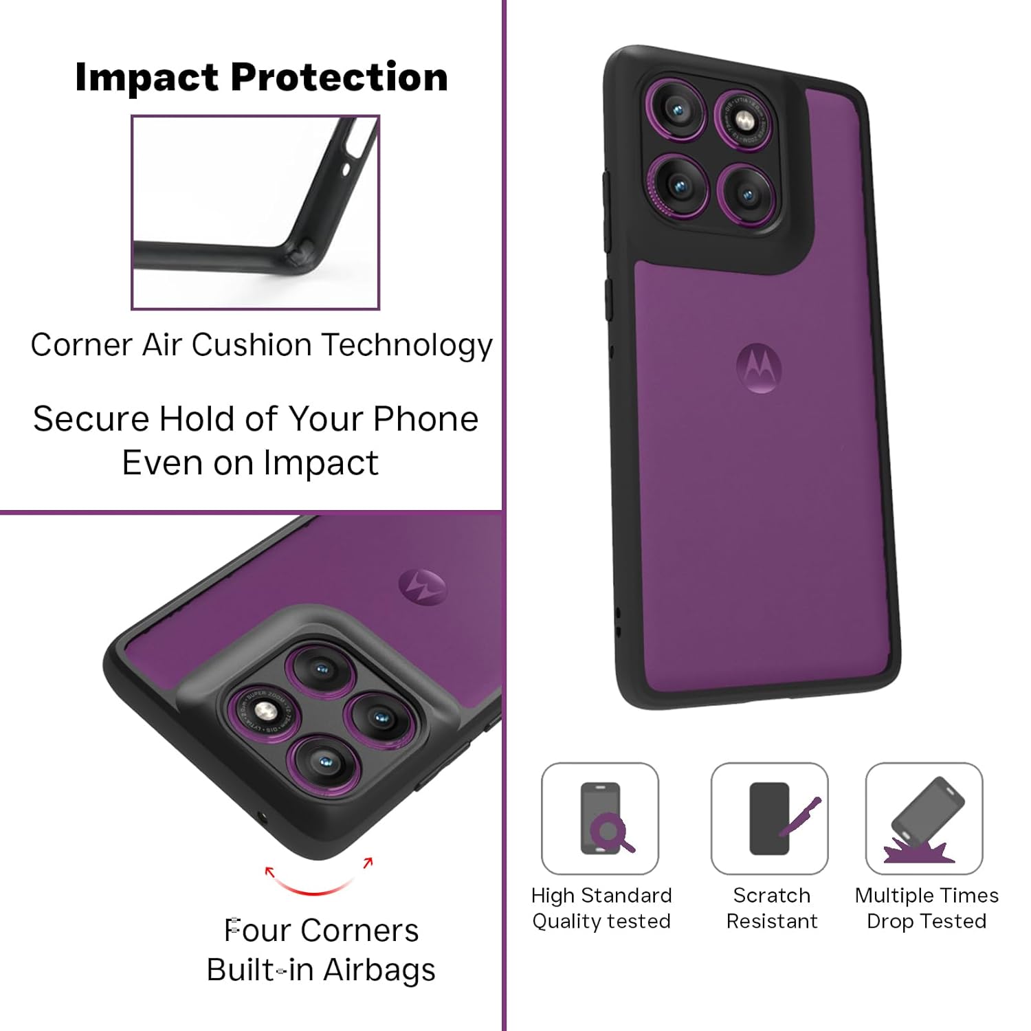 Motorola Edge 60 Pro Back Cover Case | Sleek Hybrid - Clear Black