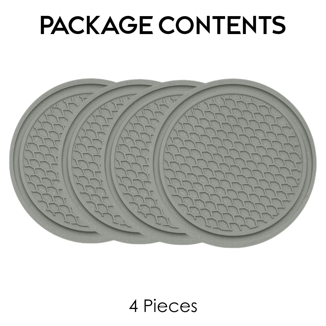 Universal Cup Holder Coasters | Anti-Slip Washable Car Cup Holder Inserts - Grey