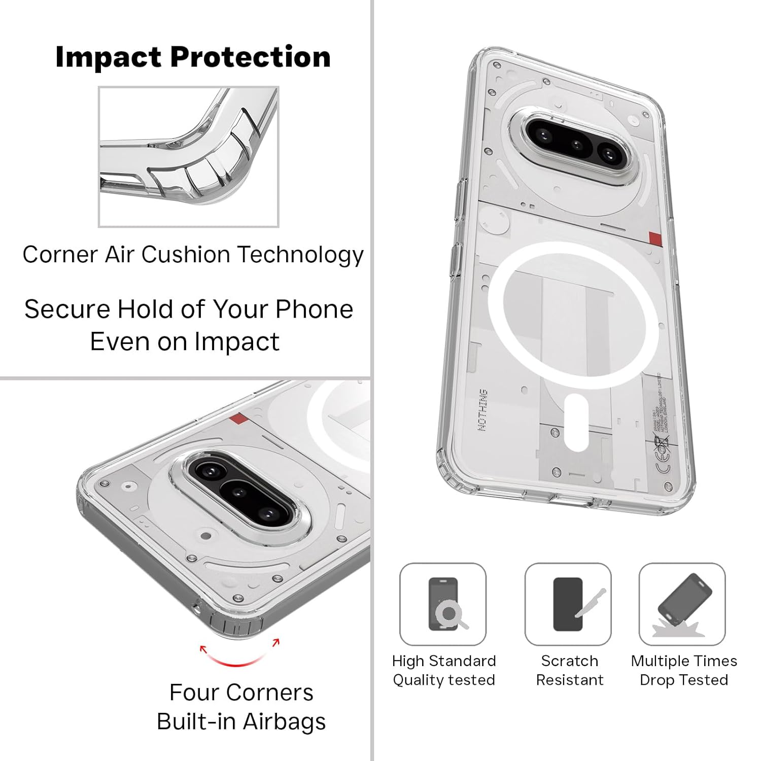 Nothing Phone 3a Back Cover Case | Clear Hybrid - Clear Magnetic