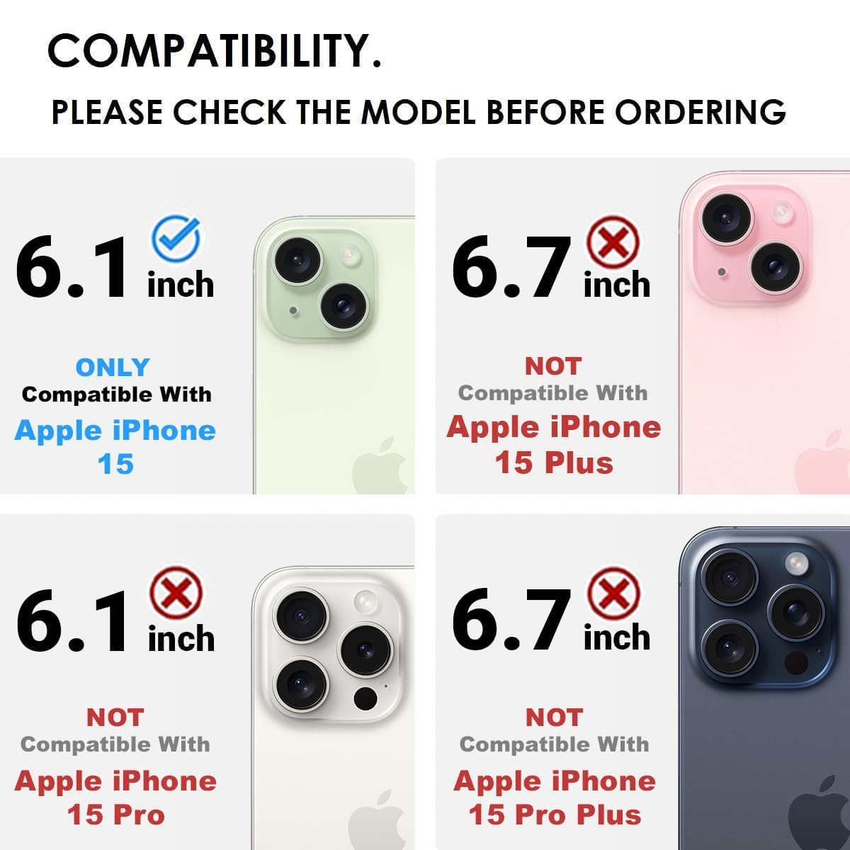 iPhone 15 Back Cover Case | Sleek Hybrid - Matte Black Magnetic