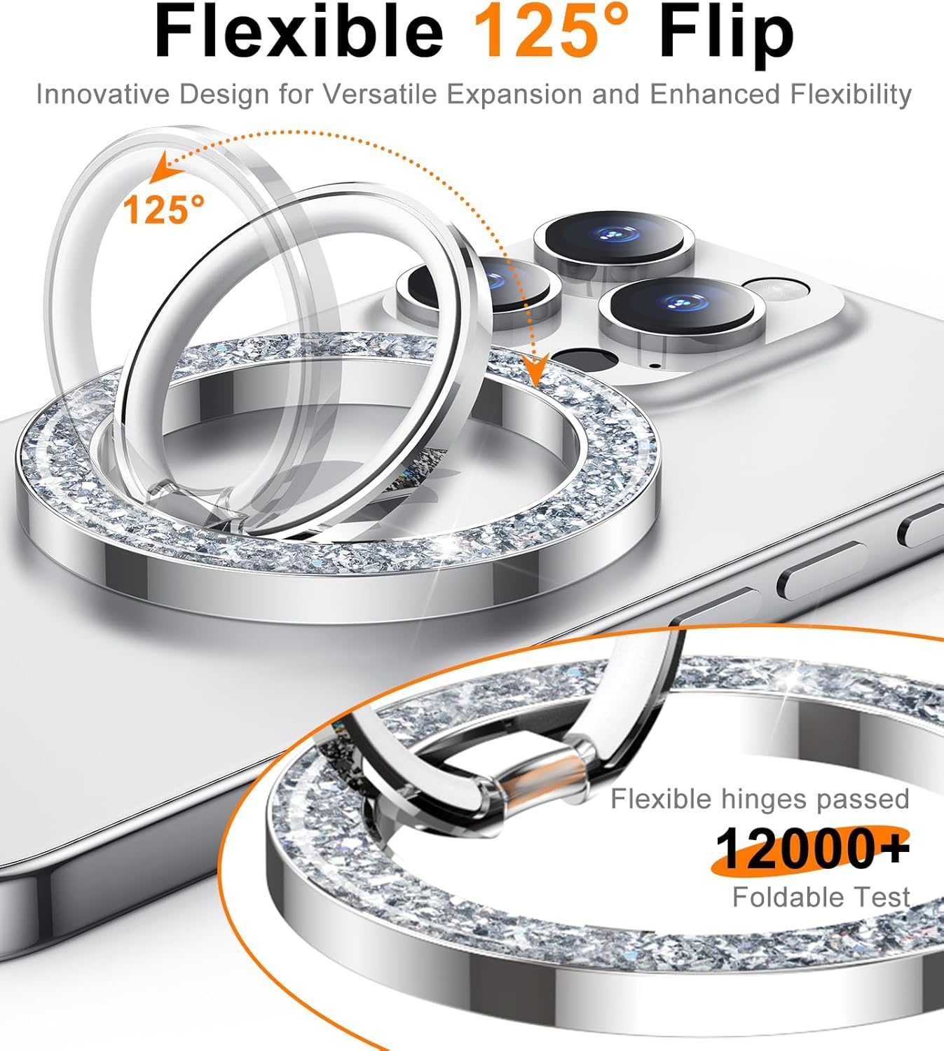 MagSafe Phone Grip & Stand | Ring Holder - Silver Sparkle