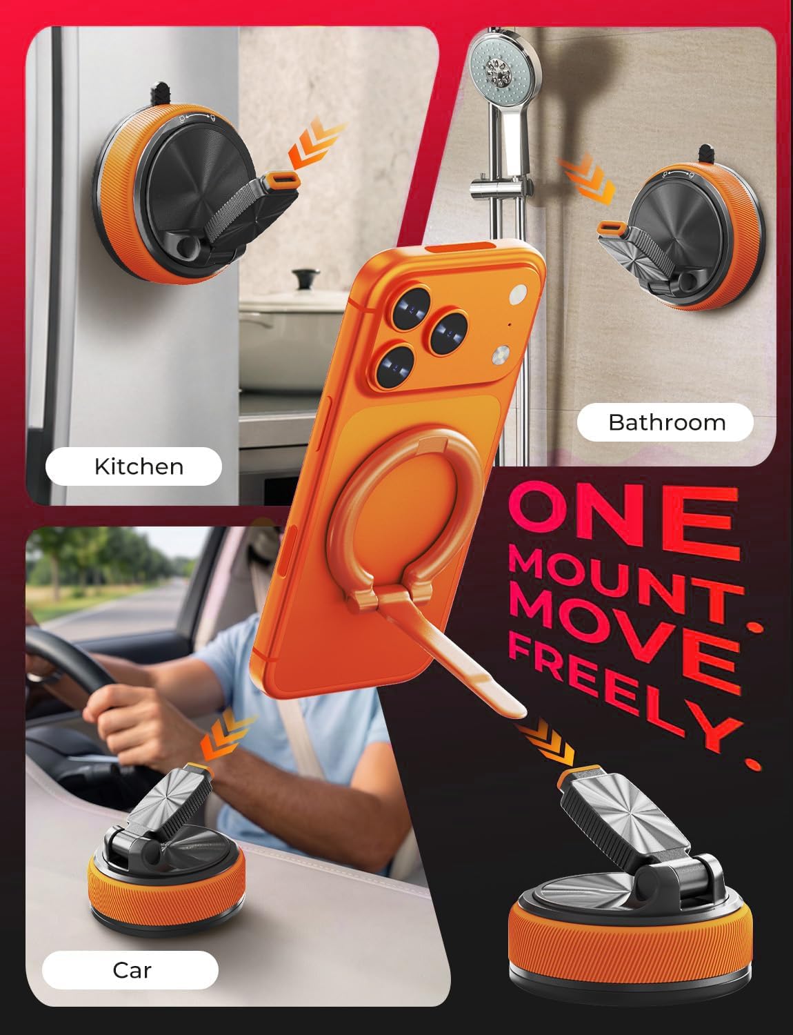 Magnetic Phone Mount Detachable | Orange