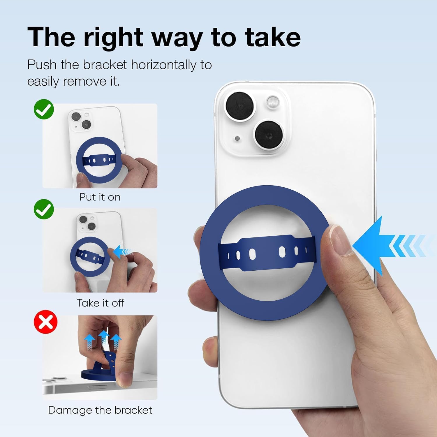 MagSafe Silicone Phone Grip | Magnetic Finger Loop - Silcy Blue
