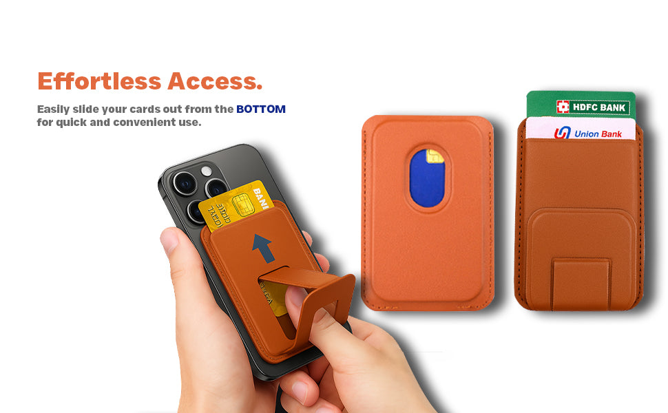 Magnetic Phone Wallet | Card Holder with Stand - Mocha Brown