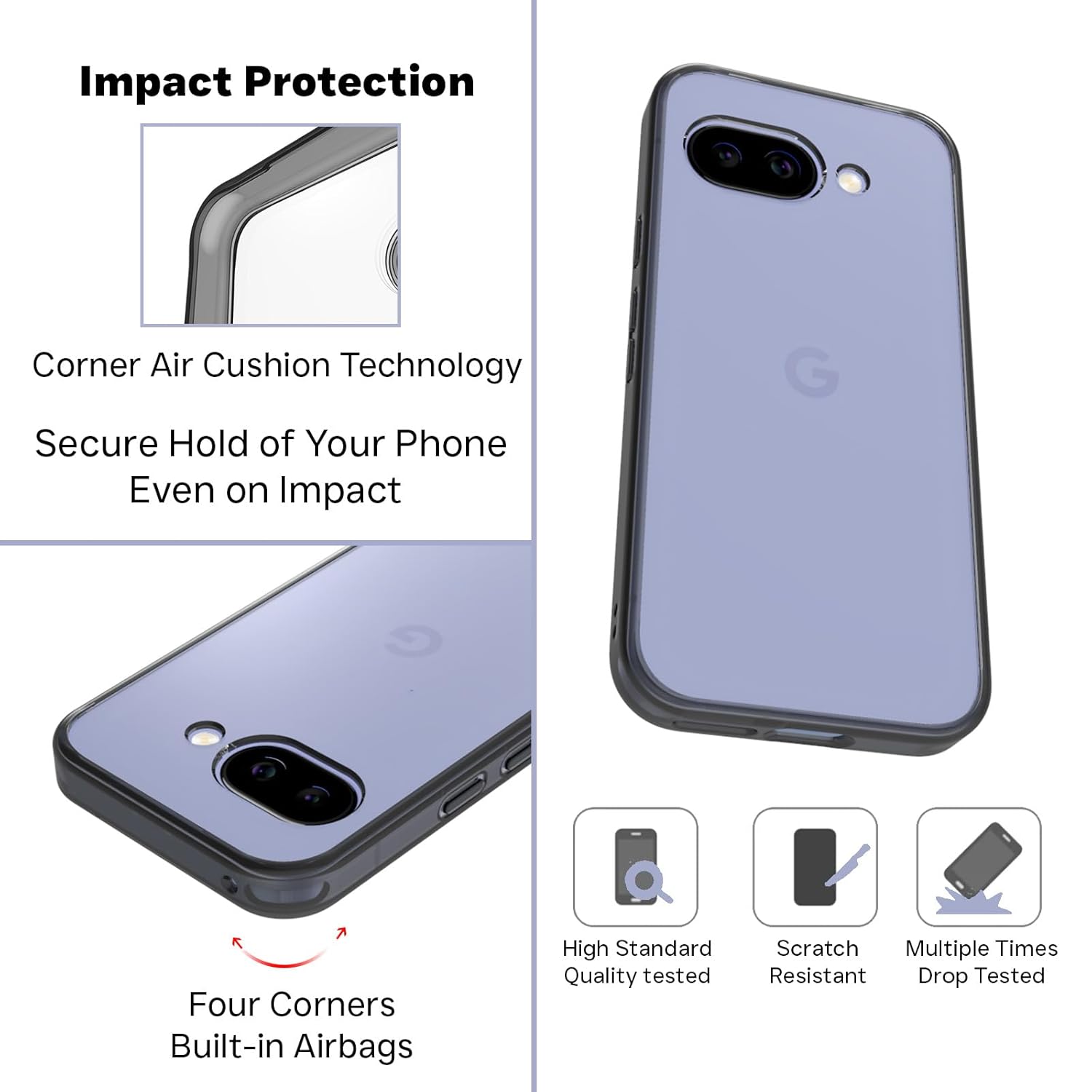 Google Pixel 9a Back Cover Case | Clear Hybrid - Clear Smoke