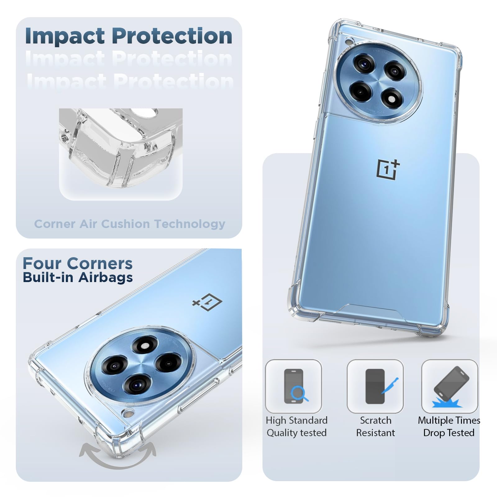 OnePlus 12R Back Cover Case | Clear Hybrid - Clear