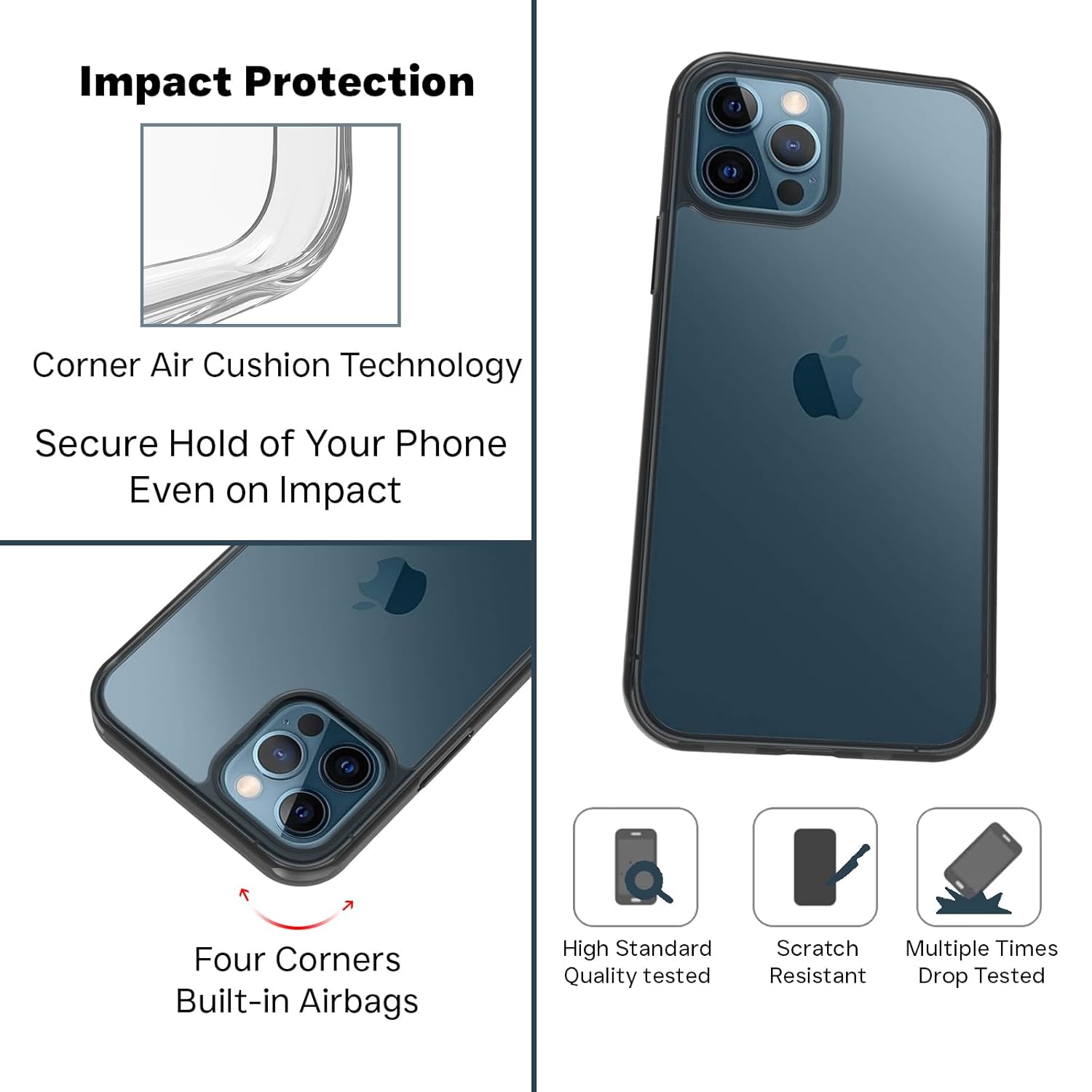 iPhone 12 / 12 Pro Back Cover Case | Clear Hybrid - Clear Smoke