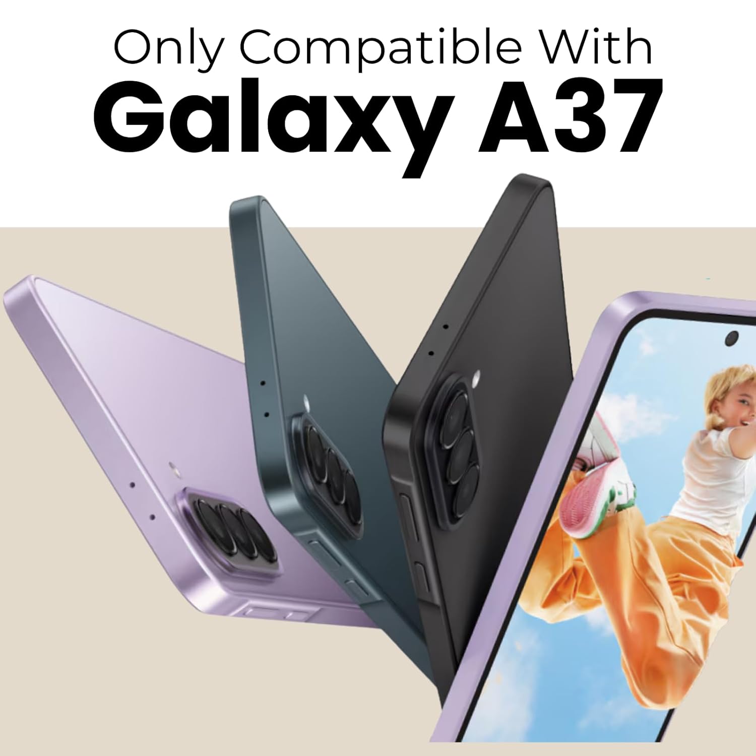 Samsung Galaxy A37 Ring Stand Back Cover Case | Sleek Hybrid - Clear Black Ring Stand