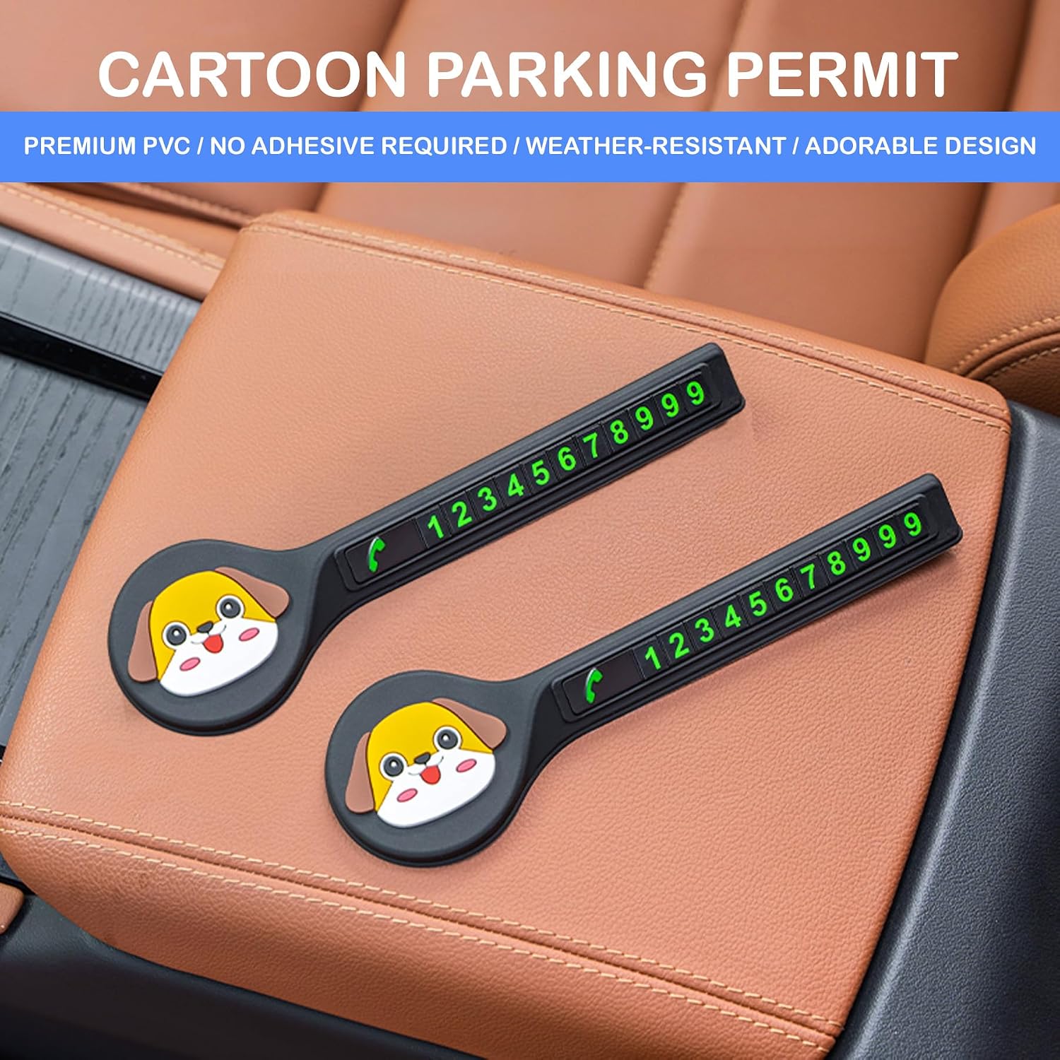 Car Dashboard Anti-Slip Mat |  Dog Design Phone Number Plate
