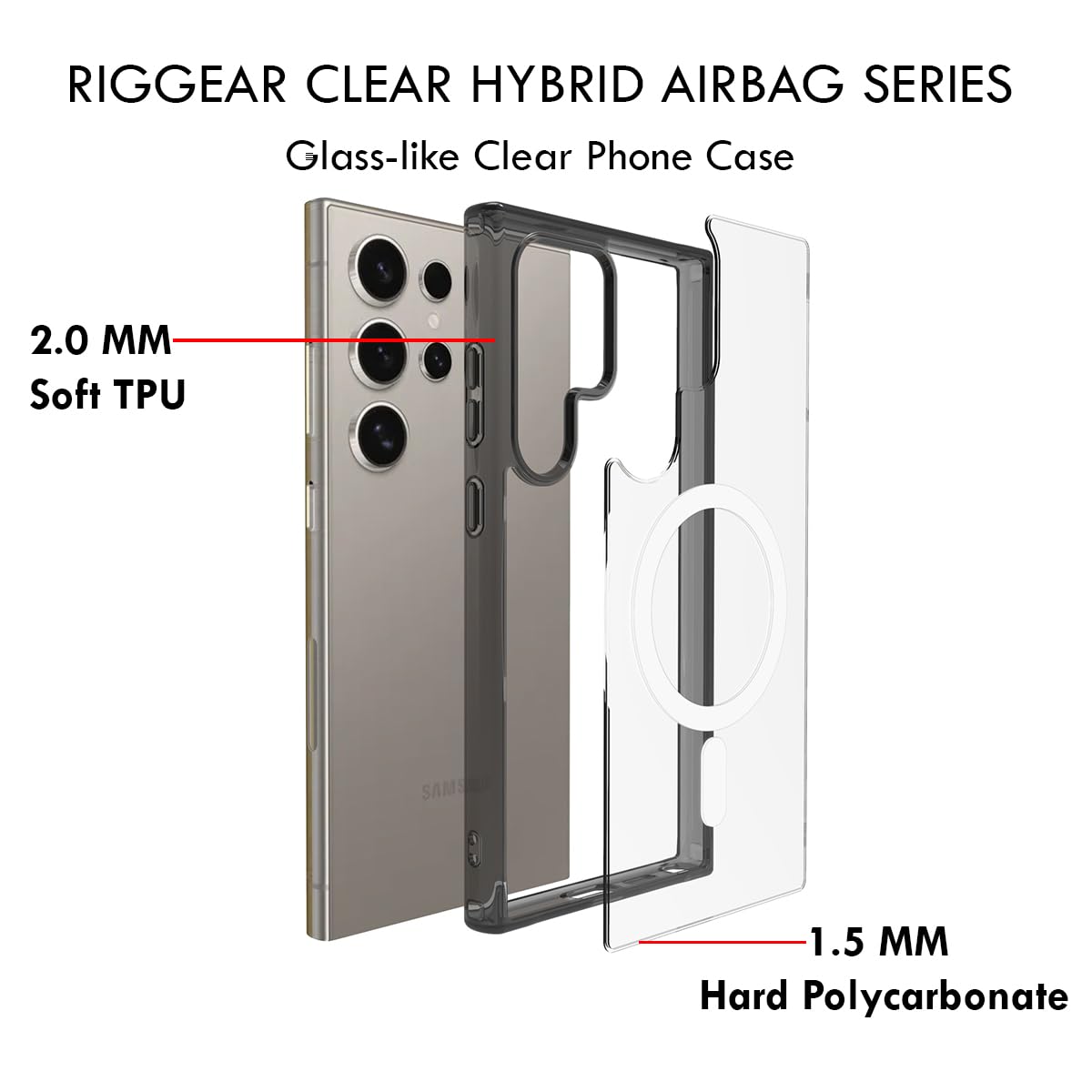 Samsung Galaxy S24 Ultra Back Cover Case | Clear Hybrid - Clear Magnetic