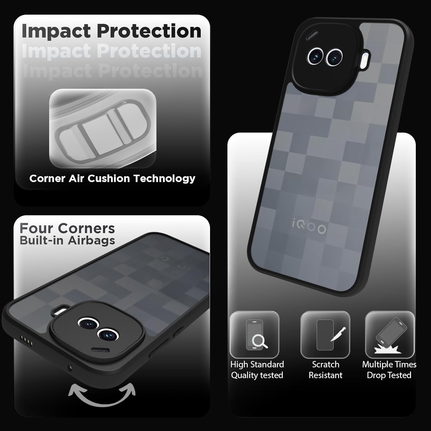iQOO 15R 5G Back Cover Case | Sleek Hybrid - Matte Black