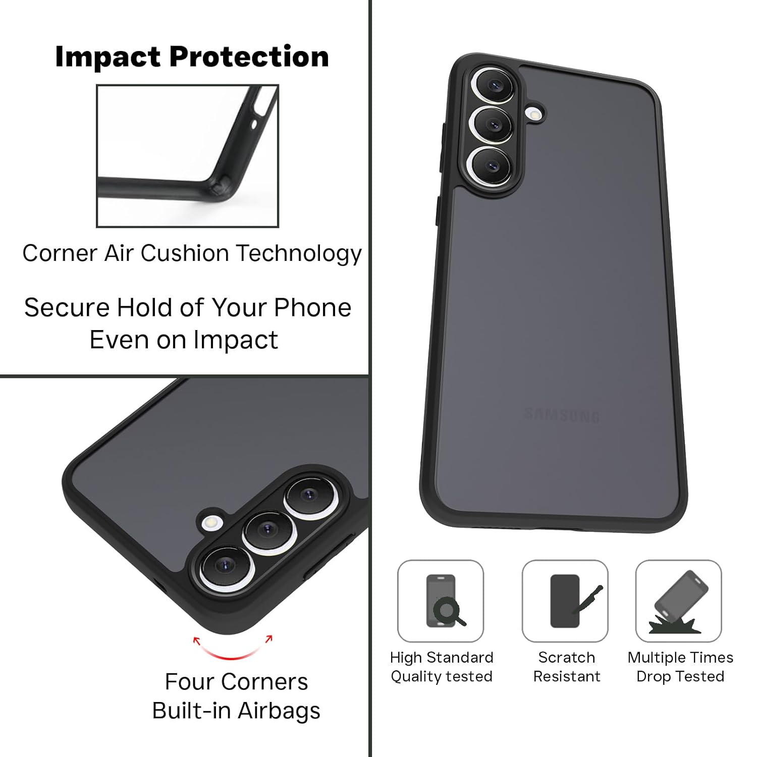 Samsung Galaxy S25 FE Back Cover Case | Sleek Hybrid - Matte Black