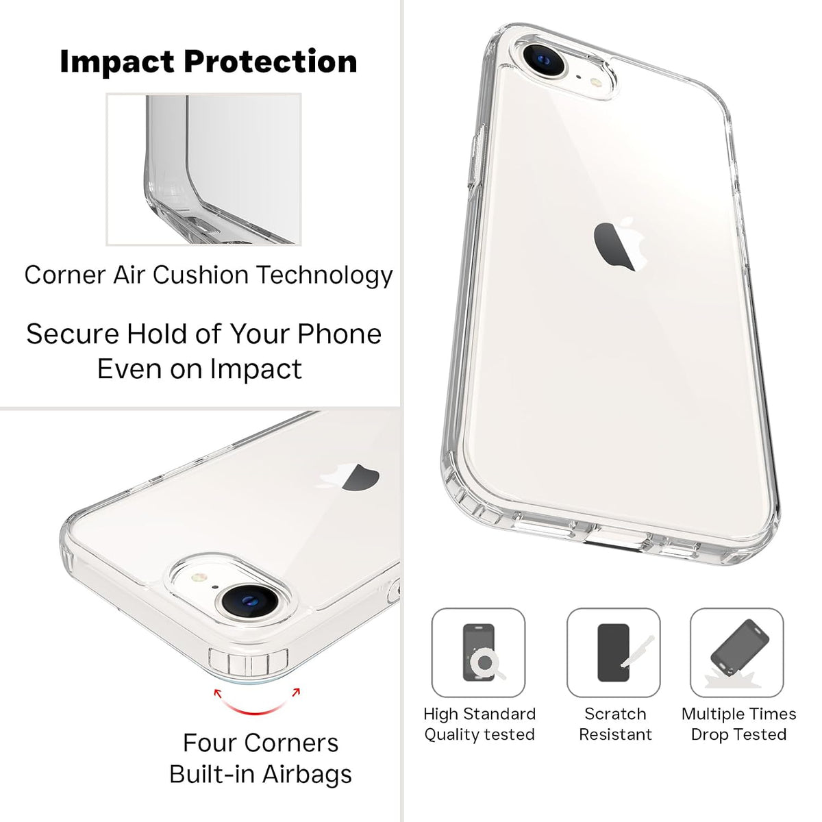iPhone 17e/ iPhone 16e Back Cover Case | Clear Hybrid - Clear