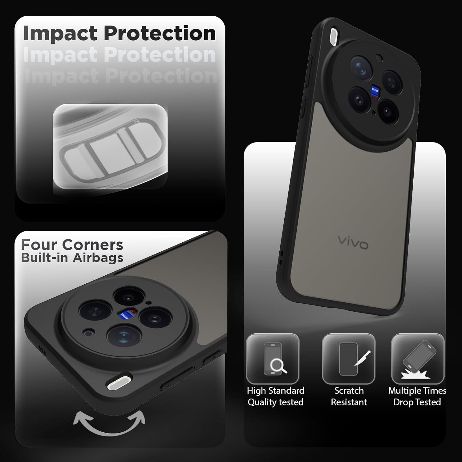 Vivo X300 Pro 5G Back Cover Case | Sleek Hybrid - Matte Black