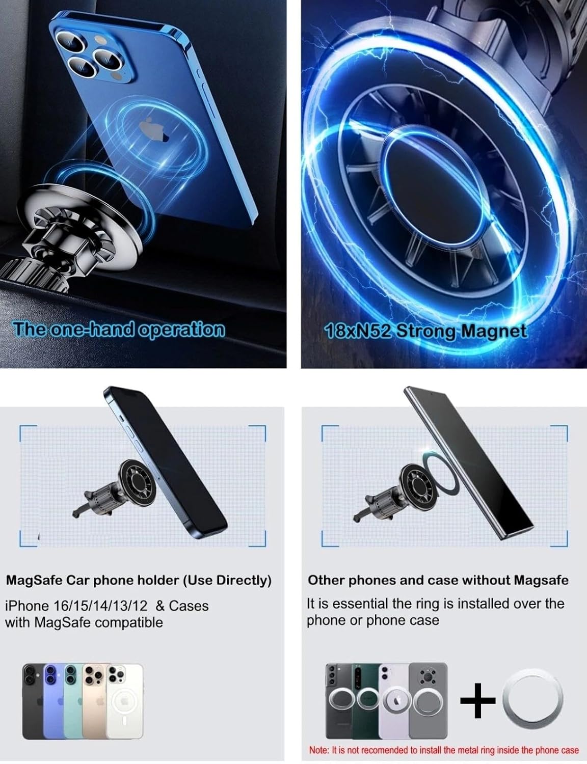 Magnetic Car Mobile Holder | Air Vent Mount - MagSafe Compatible