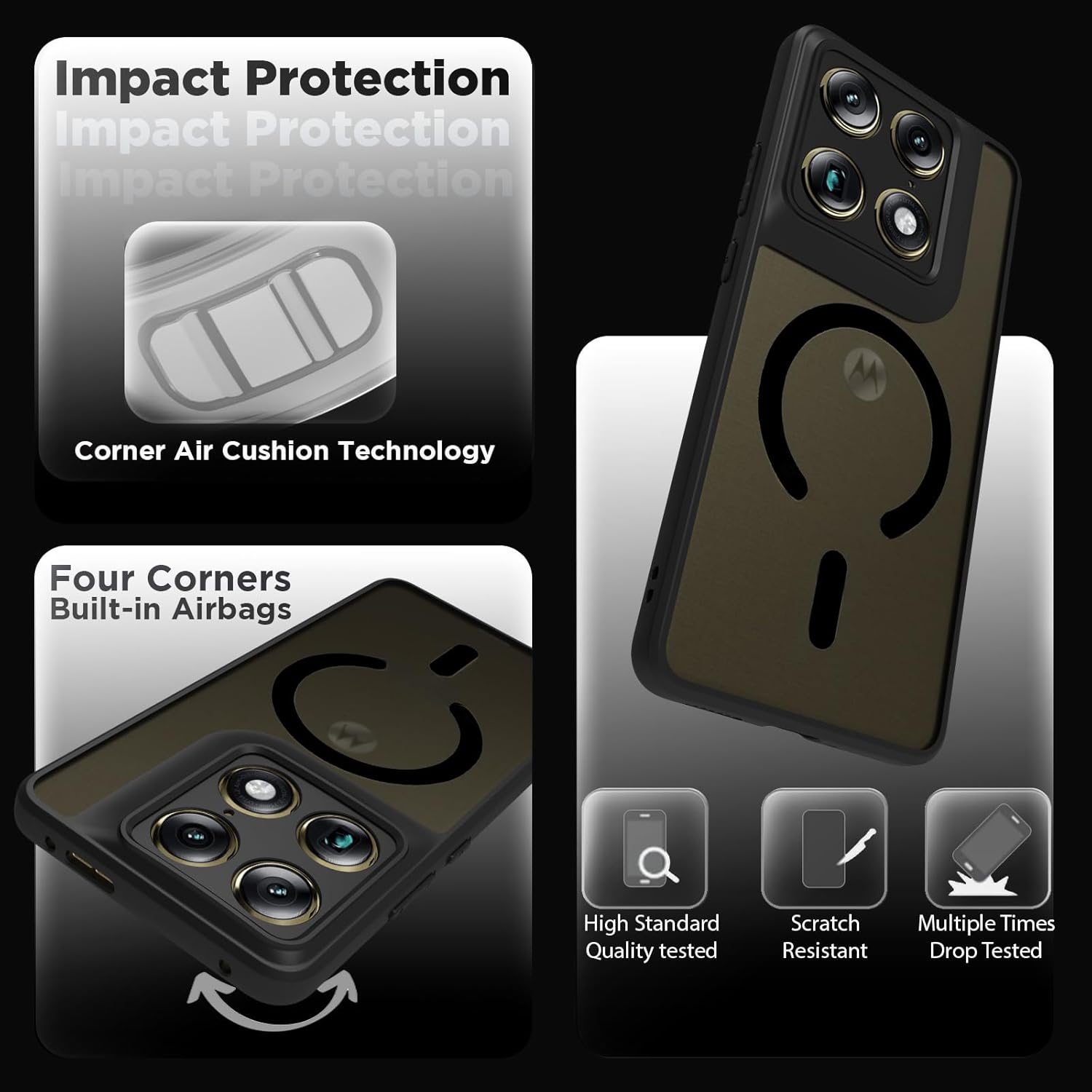 Motorola Signature Back Cover Case | Sleek Hybrid - Matte Black Magnetic